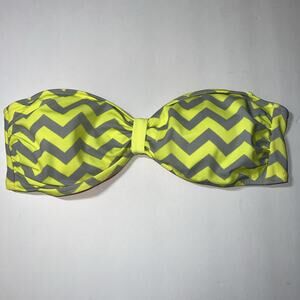 Victoria's Secret Pink Neon Yellow Strappy Back Padded Bandeau Bikini Top L New